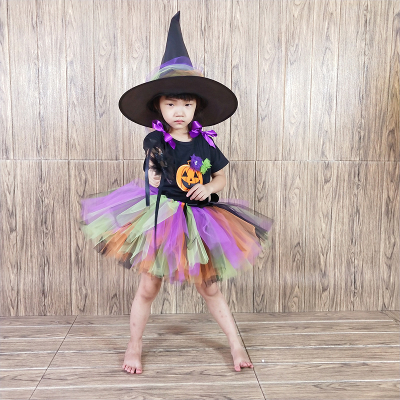 Halloween Children's Dress Girls' Choir Dance Princess Dress Children's Show Half-length Pouted Dress Ghost Festival Skirt