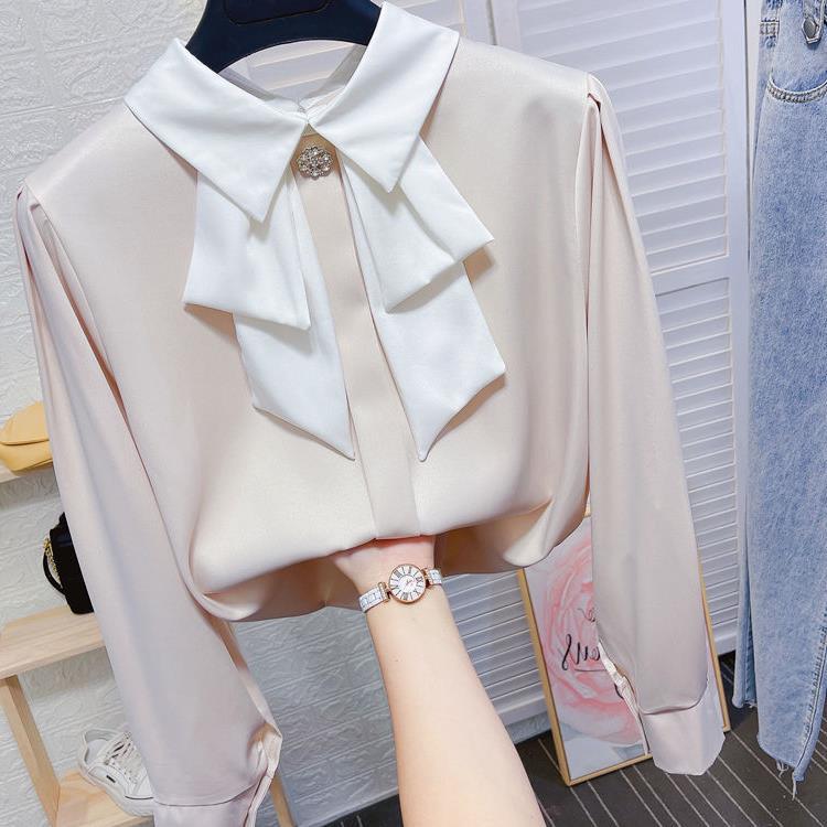 Picture of Small bow tie doll collar shirt women's autumn temperament OL fashion base shirt loose drape ribbon sweet top