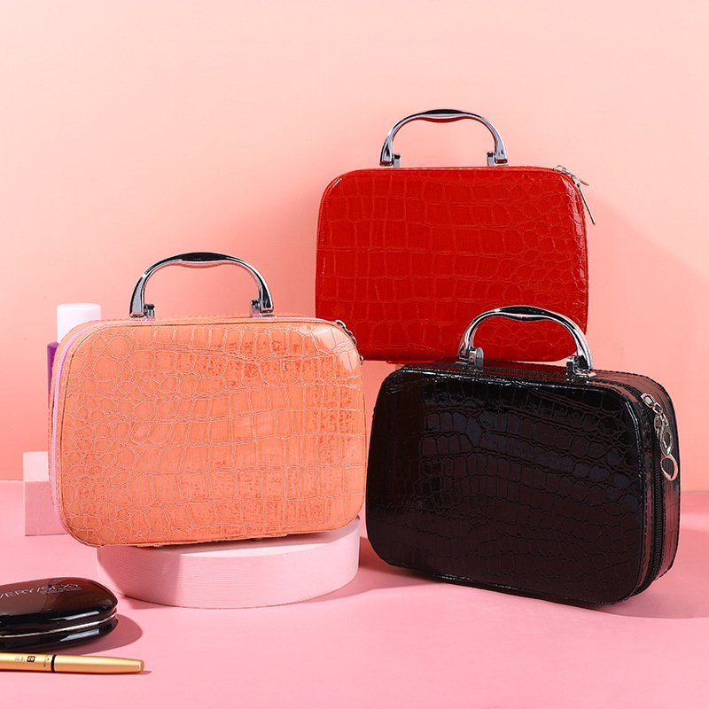 Picture of Manufacturer's New Stone Pattern Cosmetic Case Large Capacity Portable Cosmetic Women's Bag Korean Version with Mirror Storage Small Cosmetic Case