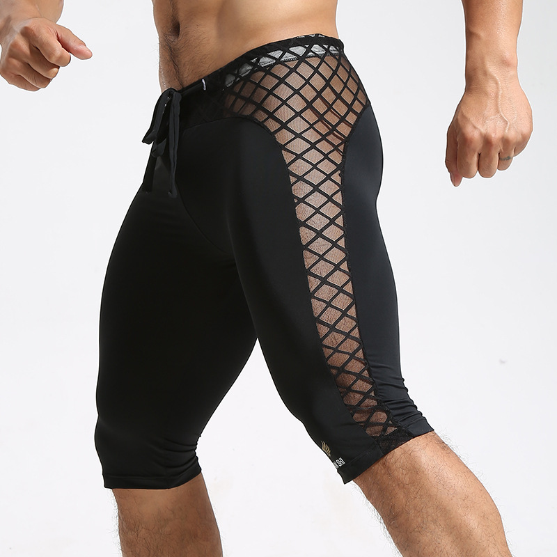 Picture of Wholesale Men's Sports Tight Running Pants Nylon Ice Silk Thin Pure Color Sexy Bottoming Fitness Pants for Men