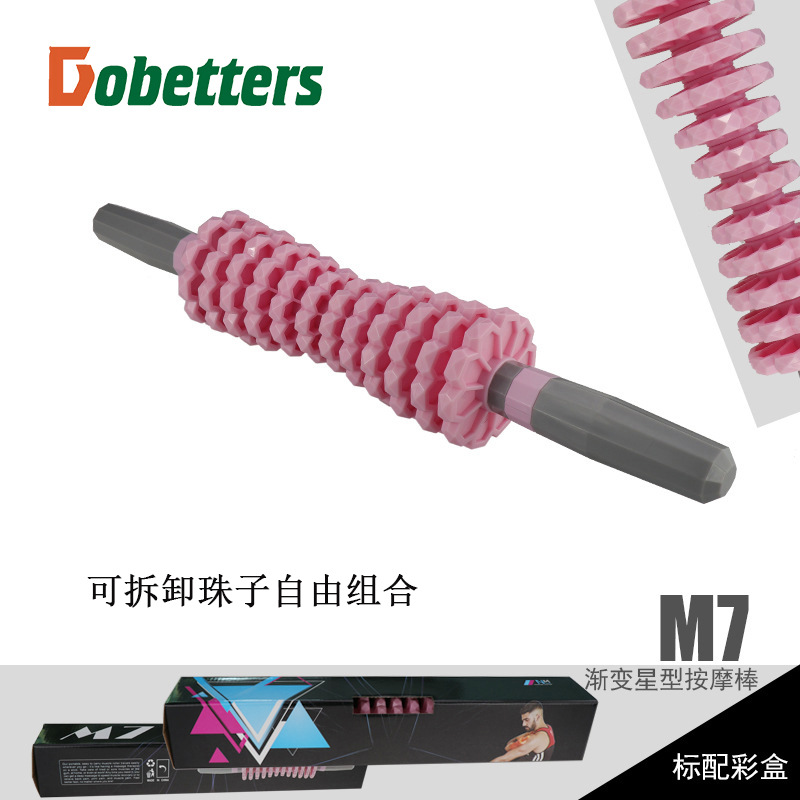 Picture of M7 gear massage stick fascia roller plastic roller stick shaft fitness yoga deep muscle relaxation massage shaft
