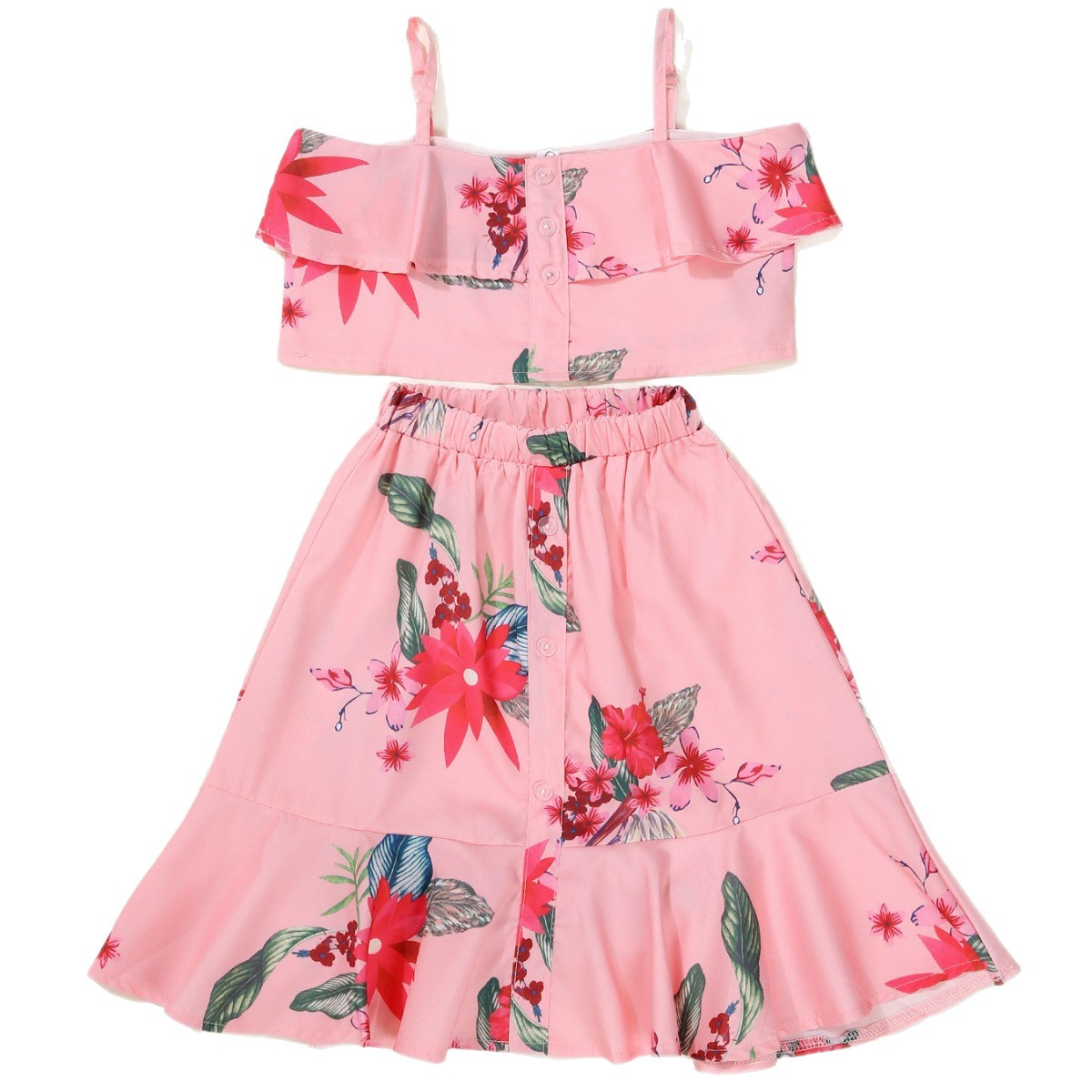 Picture of Children's Clothing Summer Girls European and American Style Export Camisole + Long Skirt Girls Two-Piece Chiffon Printed Suit