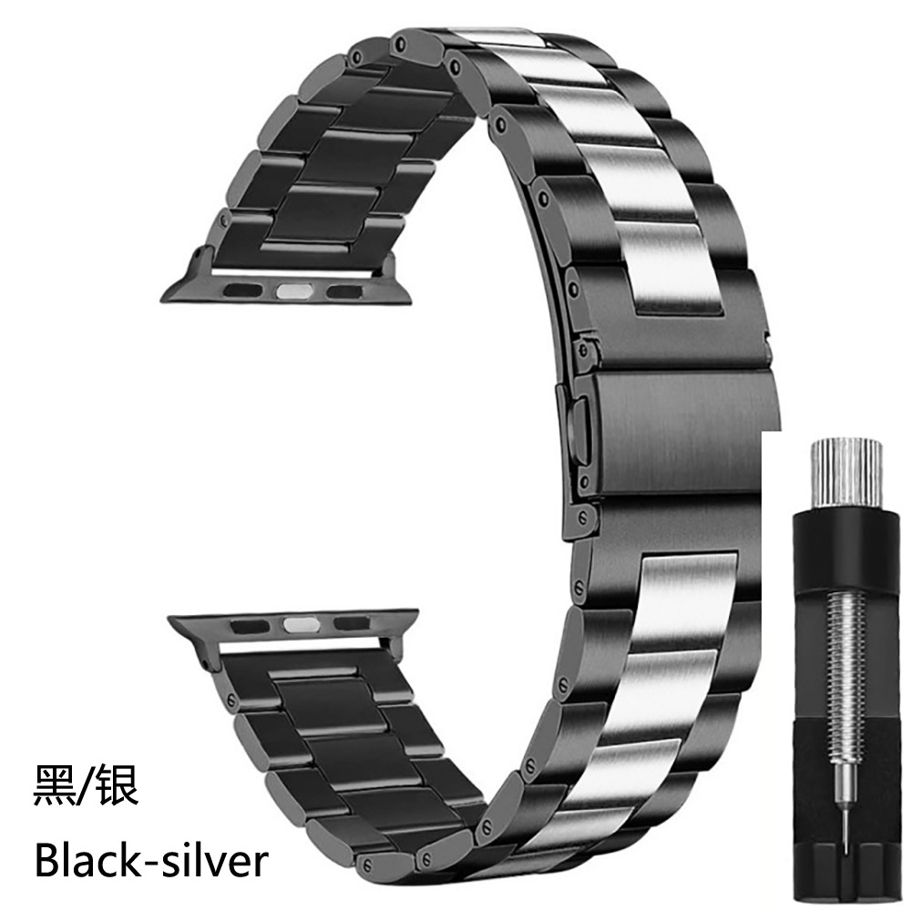Picture of Suitable for Apple Watch Solid Stainless Steel Three-Bead Metal Business Strap