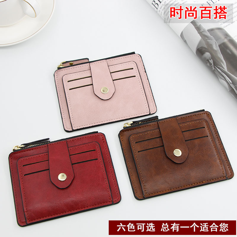 Picture of Compact Buckle Small Card Holder Women's Wallet Short Ultra-Thin Mini Driver's License Card Holder Multi-Function Card Slot Credit Card Holder