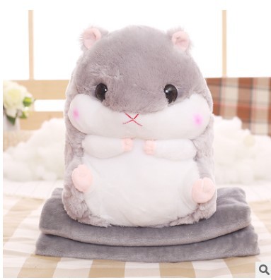 Picture of Hamster Cartoon Pillow Blanket Car Pillow Quilt Dual-purpose Cushion Quilt Large Air-conditioning Quilt Pillow Coral Fleece Blanket
