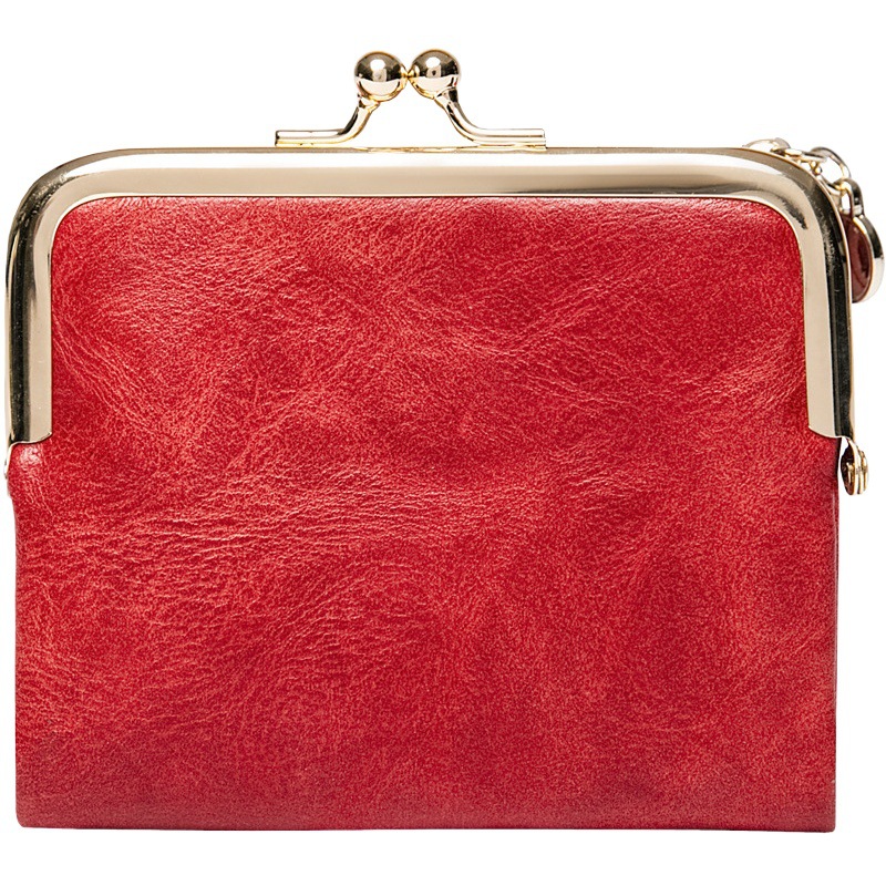 Cross-Border short wallet women's 2023 new clip coin purse retro multi-functional folding wallet card bag for women