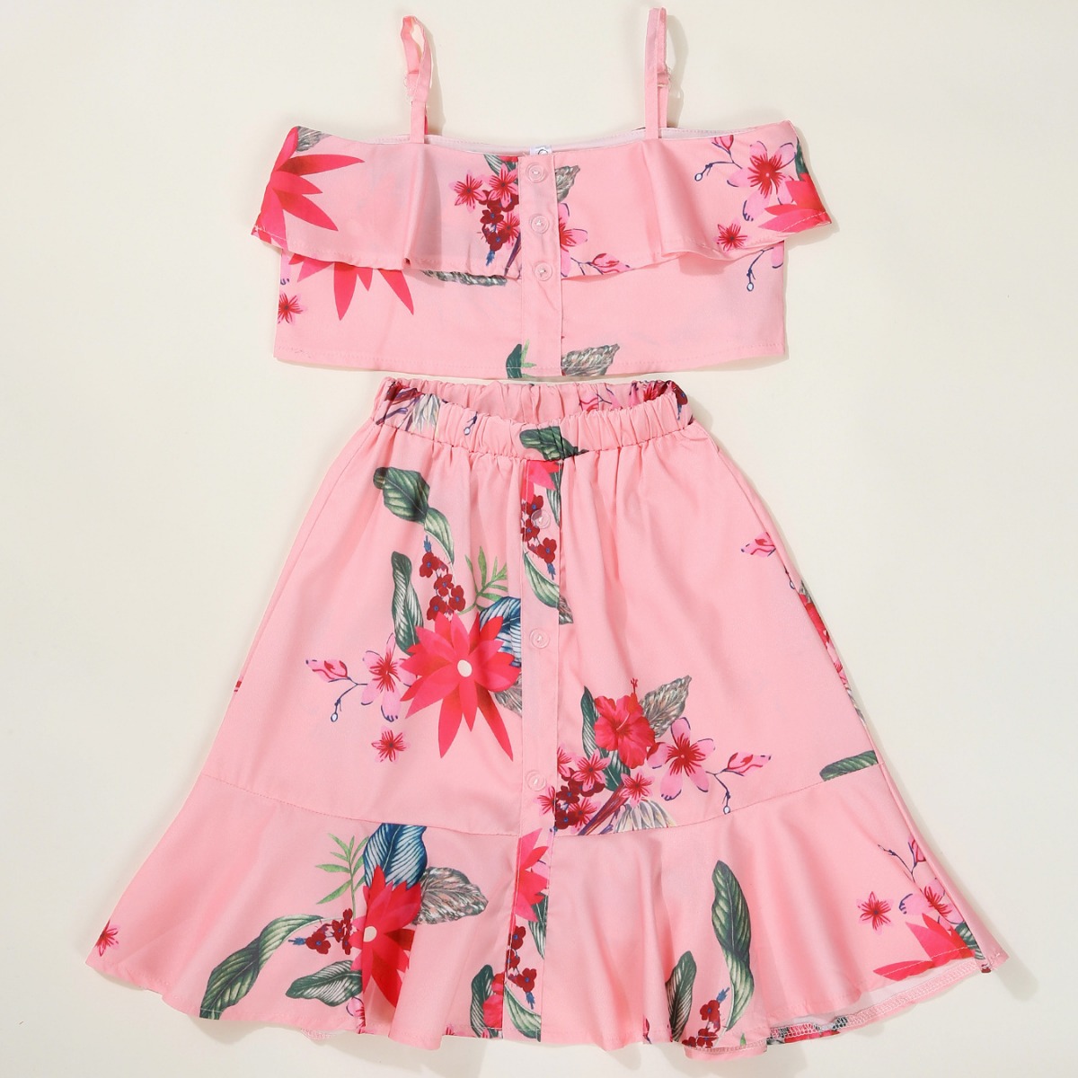 Picture of Children's Clothing Summer Girls European and American Style Export Camisole + Long Skirt Girls Two-Piece Chiffon Printed Suit