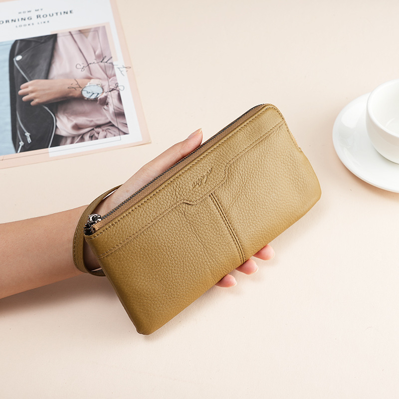 Picture of Tiktok Popular Top-Layer Cowhide Clutch Fashion Trendy Card Holder Phone Bag Genuine Leather Multifunctional Long Wallet
