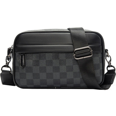 Picture of 2023 Fashion Casual Trendy Postman Shoulder Bag Plaid Small Crossbody Bag Casual Business Leather Men's One-Piece Hair