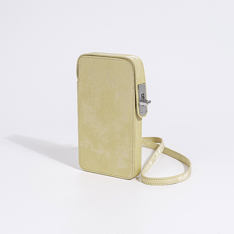 Picture of New Chinese Style Lock Phone Bag National Style Satin Cowhide Box Bag 2024 New Vintage Fashion Mini Crossbody Bag