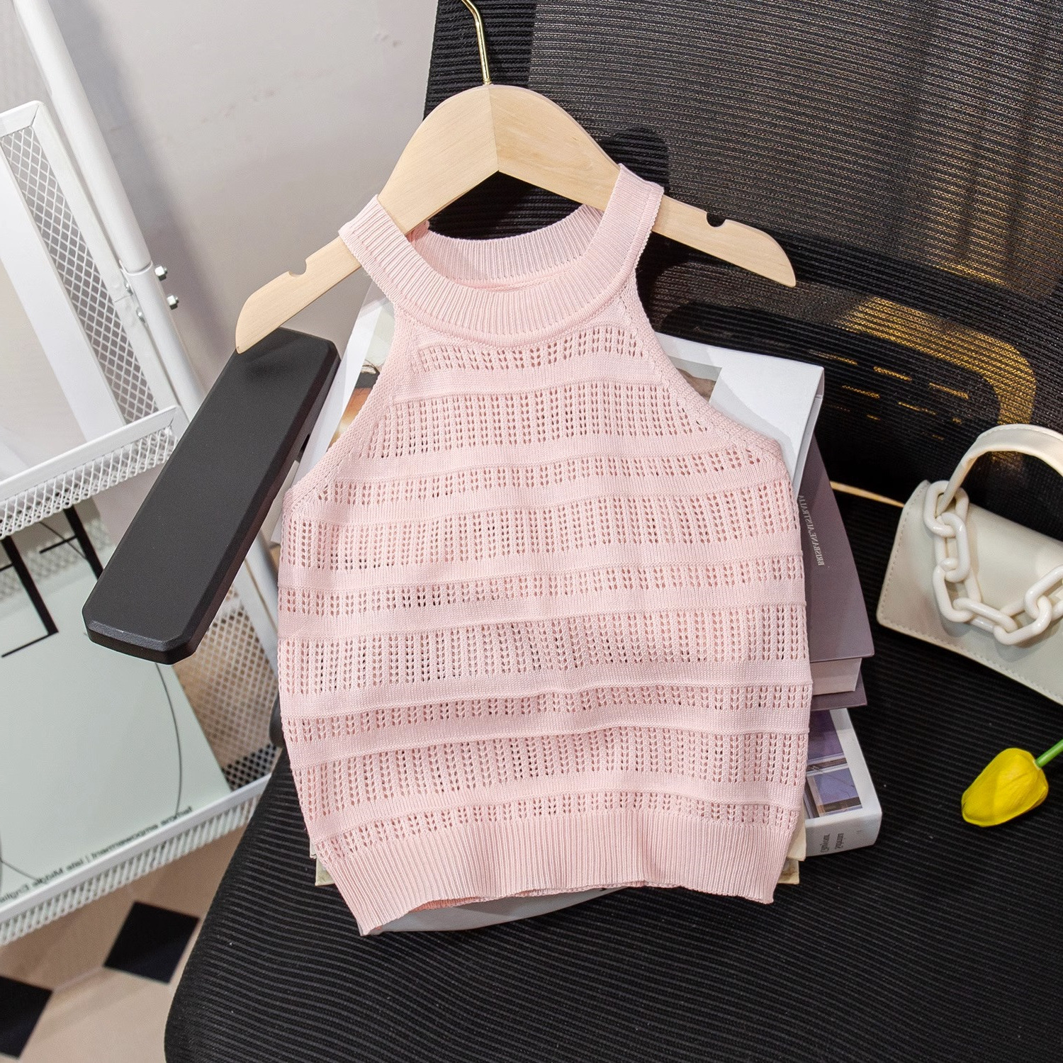 Picture of 2025 New Girls Summer Suspenders Baby Style Tops Children's Summer Cute Easiest for Match Round Neck Thin Vest