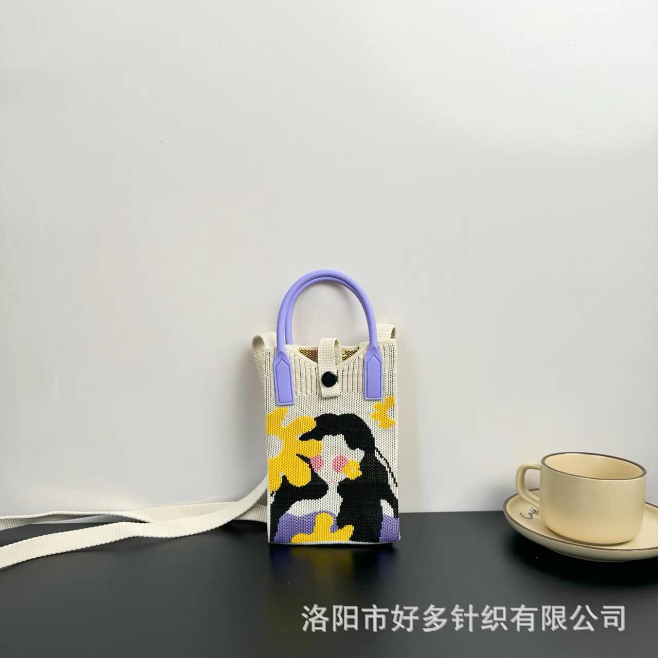 Picture of Advanced Sense Ins Mobile Phone Bag New Cartoon Knitted Bag Dopamine Niche All-match Crossbody Shoulder Bag Handbag