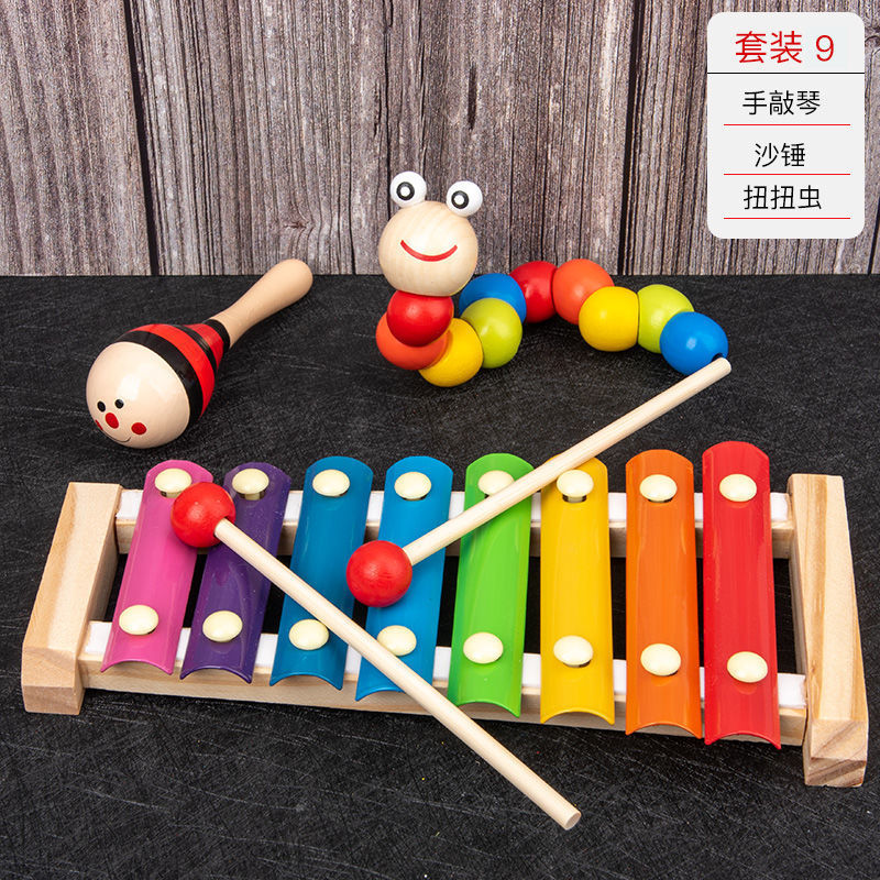 Picture of Percussion Musical Instruments Infants 0-1-2 Years Old Music Enlightenment Wooden Eight-tone Accordion Educational Music Toys