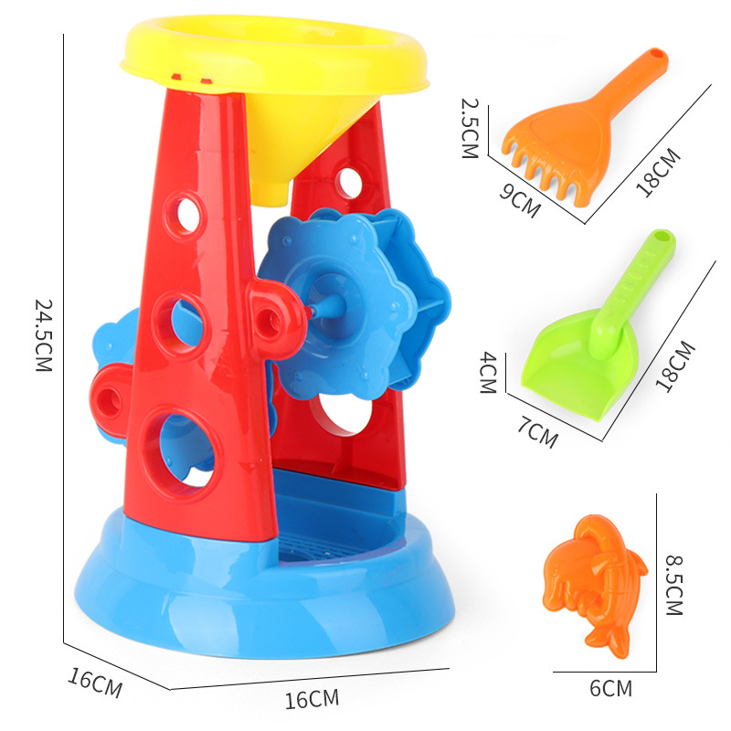 Picture of Children's Large Windmill Beach Set Baby Playing with Sand Cassia Seed Digging Sand Shovel Playing in the Water Interactive Tool Absorbs Water