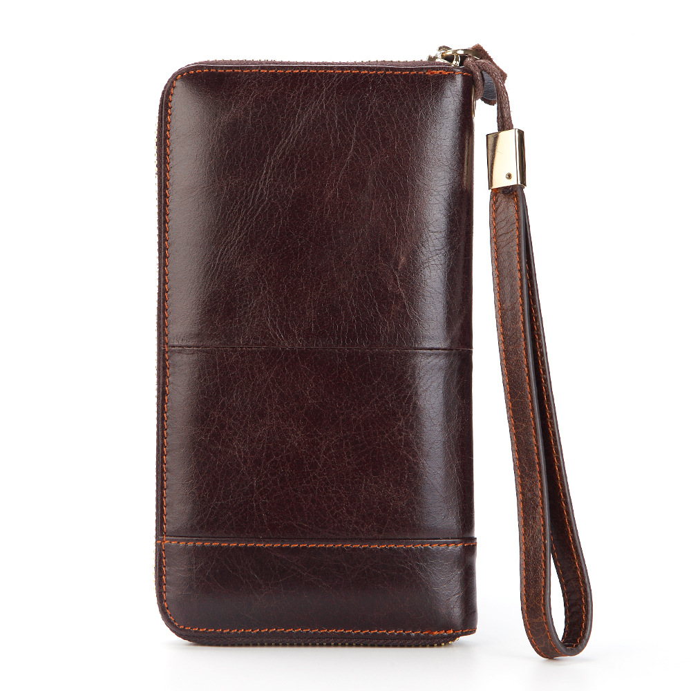 Picture of Men's Long Clutch Bag Genuine Leather Wallet First Layer Cowhide Wallet Bag Business Mobile Phone Bag Multi-Functional Clutch Bag