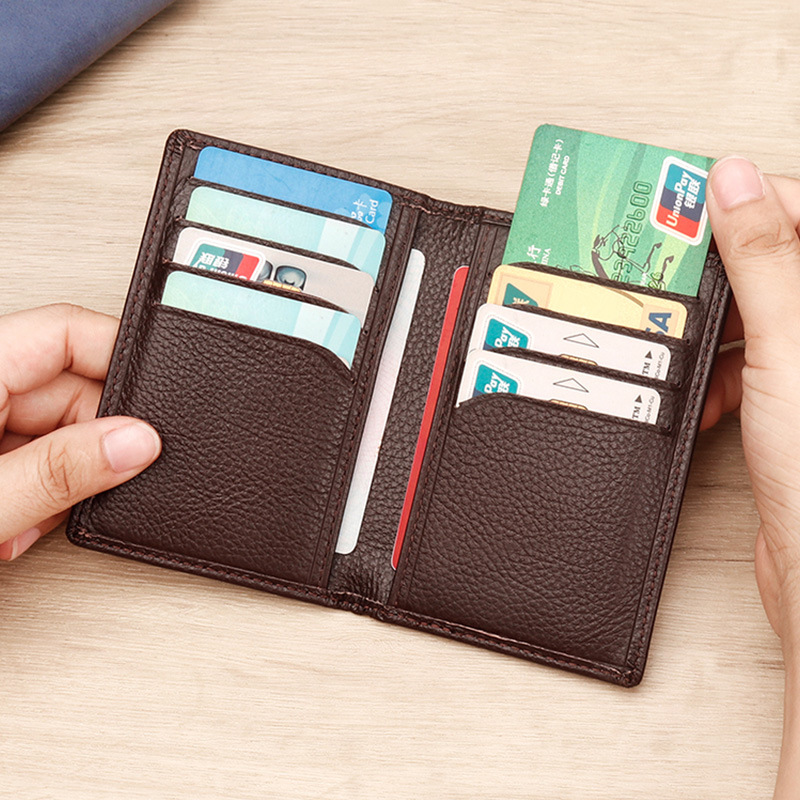Picture of Men's Genuine Leather Card Holder Customized Litchi Pattern Top Layer Cowhide Credit Card Holder Anti-Magnetic RFID Customized 8106