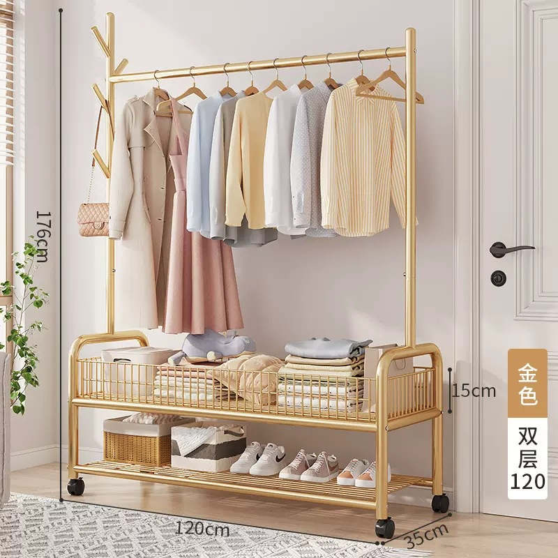 Picture of Simple clothes hanger floor folding indoor balcony bedroom clothes hanger indoor coat rack bedside clothes hanging artifact