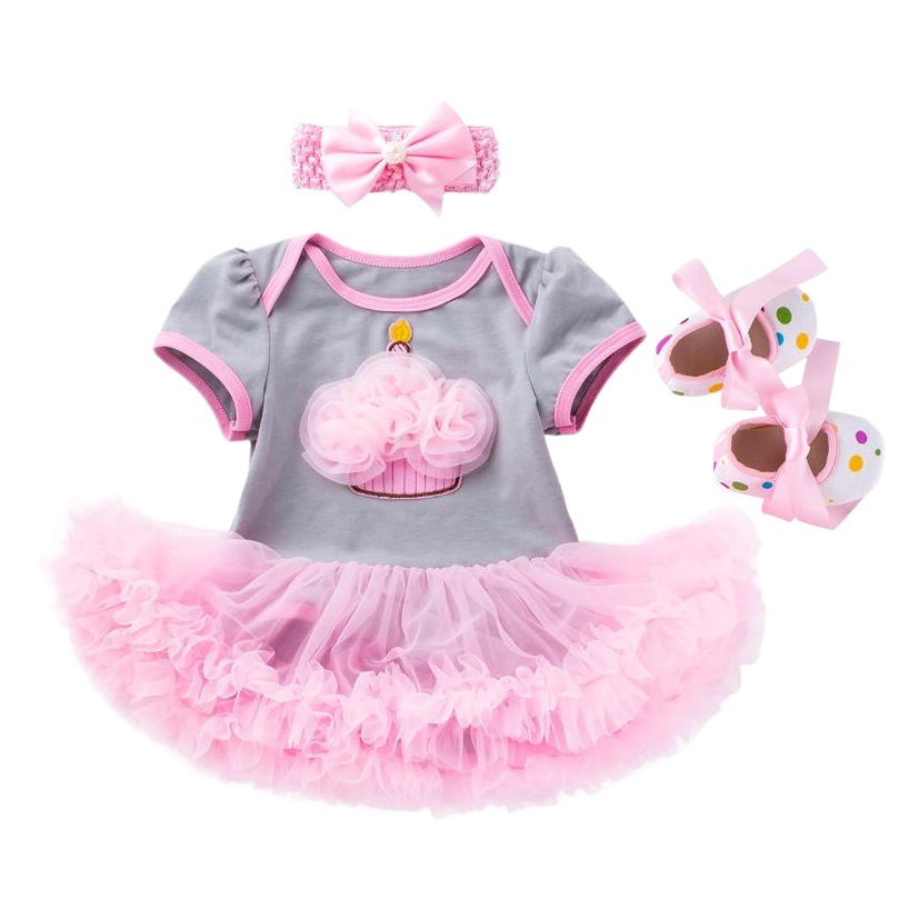 Summer new baby pink cake ha dress toddler shoes three-piece set 0-2 years old baby girl children's clothing children's skirt wholesale