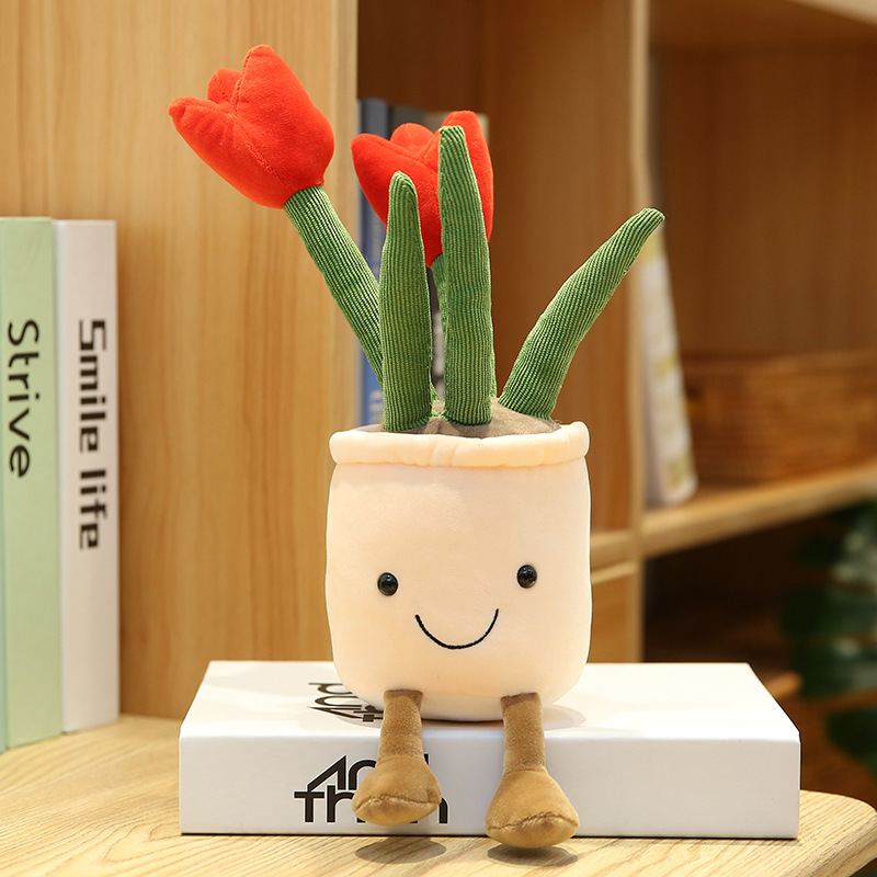 Picture of Mushroom Fleshy Tulip Green Plant Potted Plant Ornaments Cloth Doll Amazon Plush Toy Doll Cross Border Doll