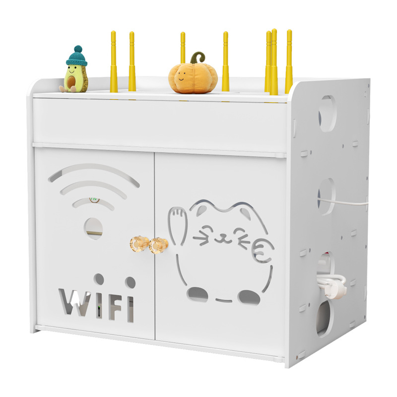 Picture of Router Wire Storage Box Optical Cat Wall-mounted Wall Punch-free Desktop Wireless WiFi Set-top Box Storage Rack