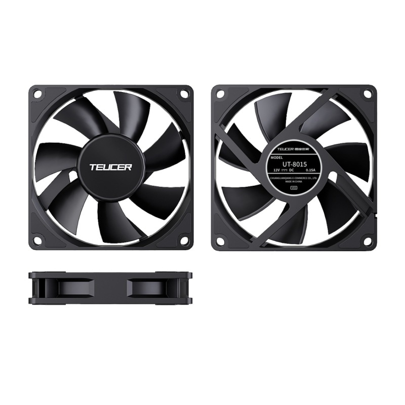 Picture of Teucer 8015 Thin Fan Desktop Computer Case 8cm Fan Black 8015 Temperature Control Silent Cpu Radiator