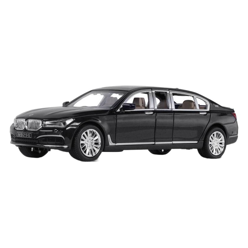 1:24 BMW Model 760 Extended Alloy Model Six Open Door Acousto-Optic Power Car Model Ornaments
