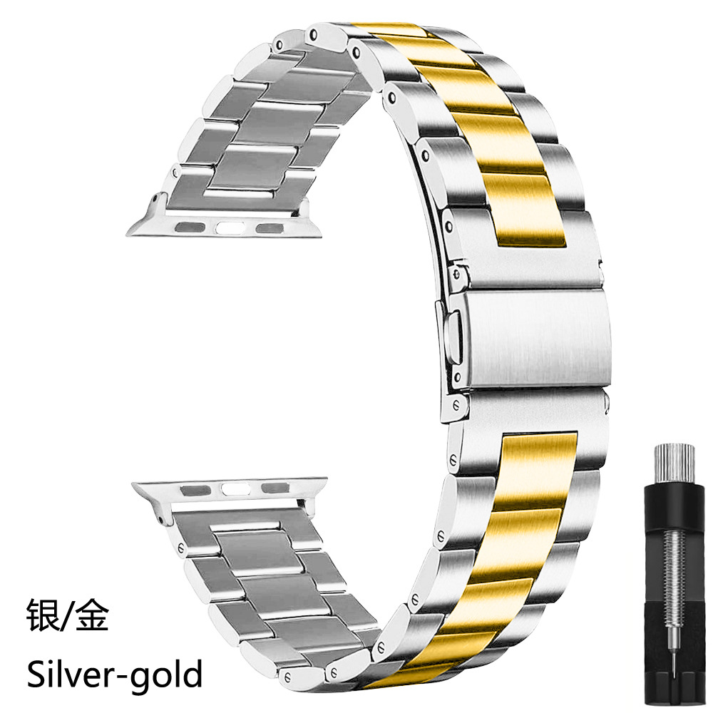 Picture of Suitable for Apple Watch Solid Stainless Steel Three-Bead Metal Business Strap