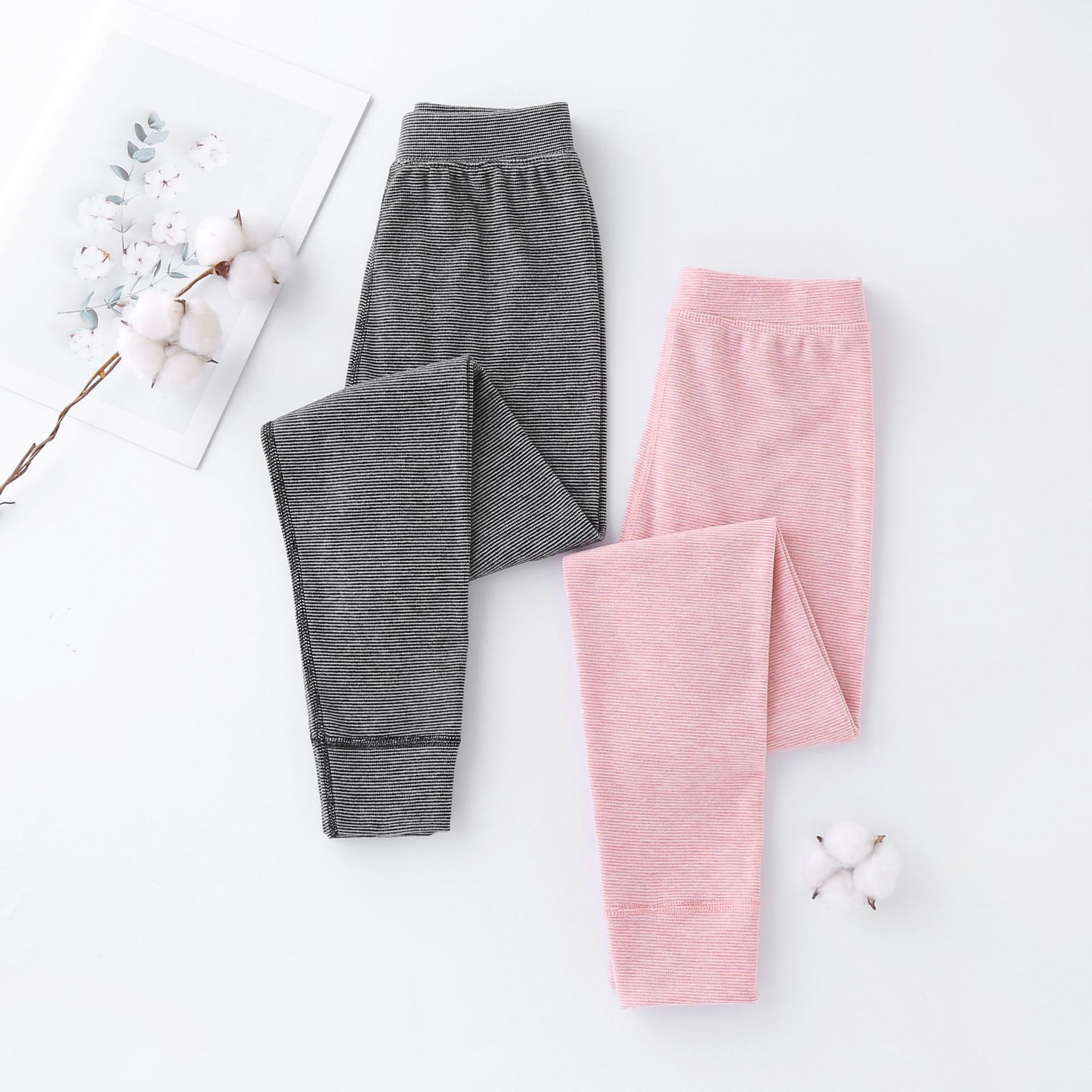Picture of Warm trousers children's double-sided jacquard fast warm fleece-lined leggings medium and small boys and girls candy color autumn and winter New