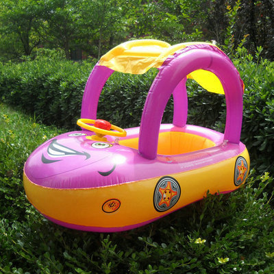 Picture of New Water Swimming Ring Marine Animal Baby Swimming Ring Children Awning PVC Inflatable Baby with Umbrella Seat