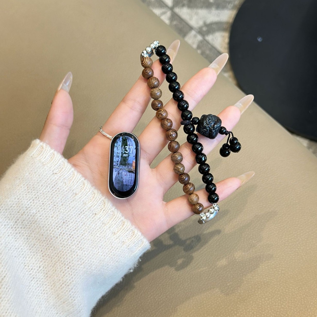 Suitable for Mi Band 9 Strap 5/6/7/8/8Pro All-match Wristband Buddha Beads Dance Lion Beads 7Pro Watch Strap