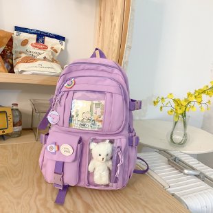 Picture of Fresh and Simple Girl Backpack New Korean Style Fashionable Multi-Pocket Campus Backpack Casual Versatile Student School Bag