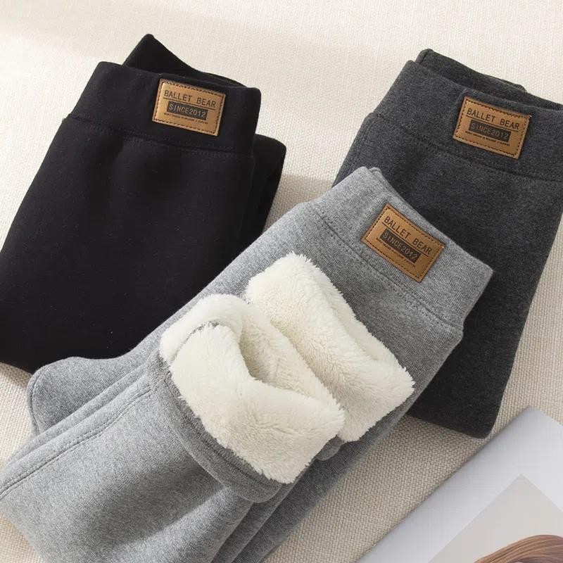 Winter Girls' Leggings fleece-lined Thickened Outer Wear Large Children's Lamb Fleece One-piece Fleece Warm Pants Children's Cotton Pants for Women