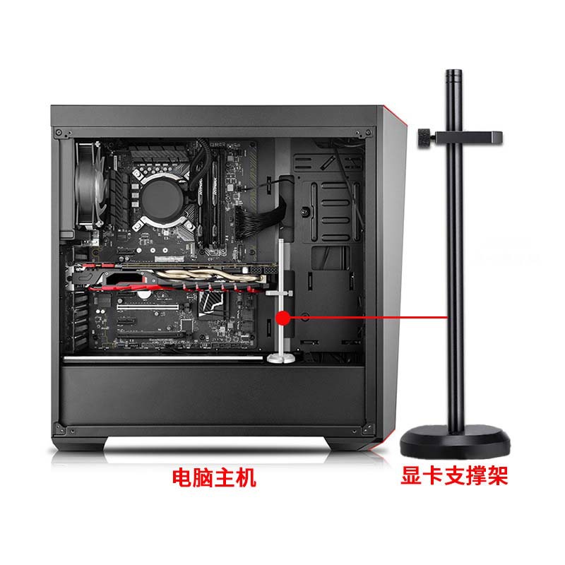 Picture of Computer Graphics Card Bracket Support Bracket Host Desktop Chassis Bracket Fixed Adjustable Aluminum Alloy Magnetic Cross-Border