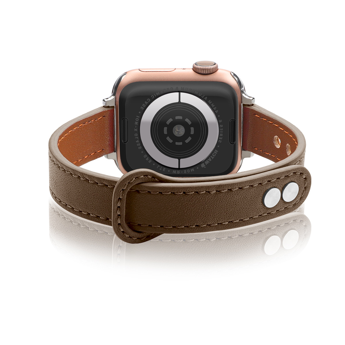 Picture of For Apple Watch Strap Ultra Fine Double Nail Color-matching Real Cowhide Small Barbarian Waist applewatch10 Strap Wholesale