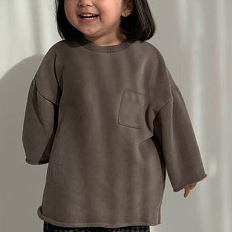 Picture of Children's Korean-style winter clothing new Japanese and Korean-style simple loose small pocket baby's thin velvet pullover sweater 3