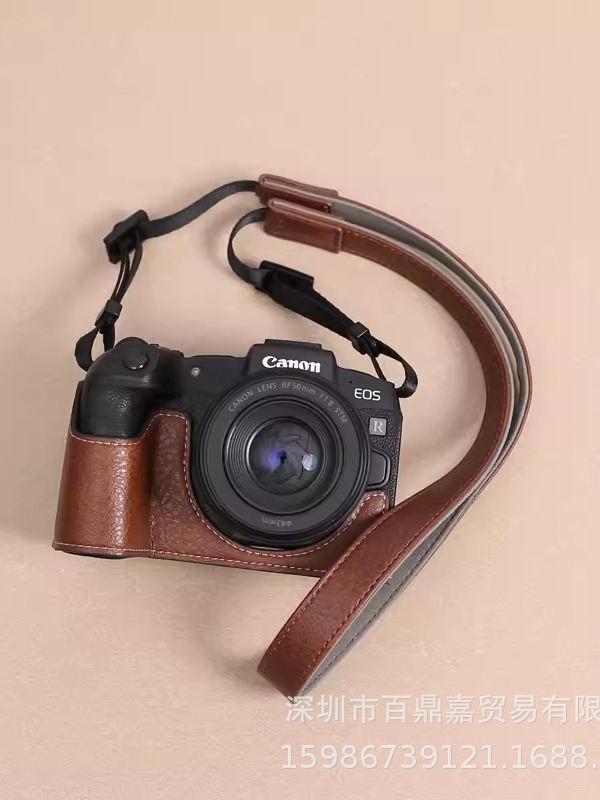 Picture of Suitable for Canon R8 RP Protective Case RP Base Leather Case r8 Micro Single Camera Bag Portable Half Set Photography Bag