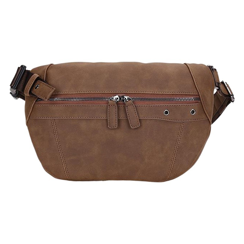 2025 New Men's Small Chest Bag Korean Style Casual Crossbody Shoulder Trendy Bag Men's Cycling Backpack Crazy Horse Leather Small Shoulder Bag