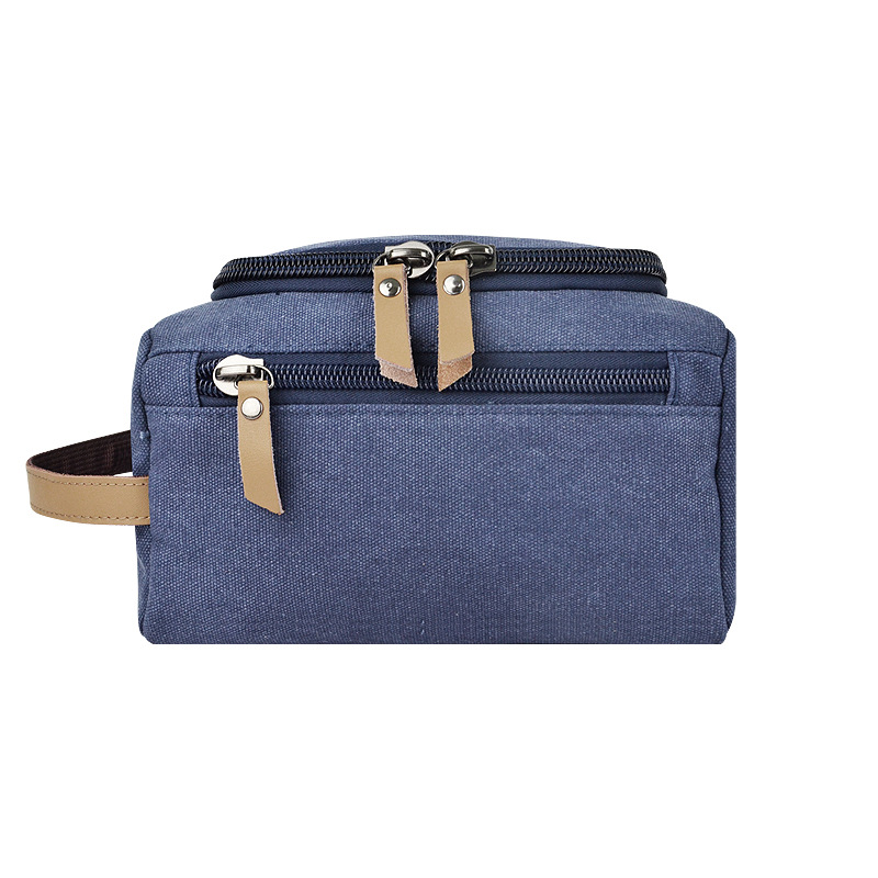 Picture of Men's Canvas Cosmetic Bag Women's Portable Portable Large Capacity Hook Multi-Layer Travel Business Aviation Toiletry Bag