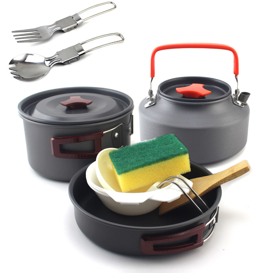 Picture of High quality camping set pot portable combination set pot outdoor set pot barbecue set pot for 2-3 people