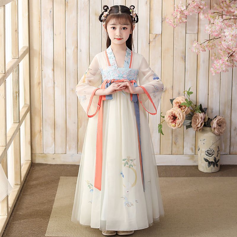 Girls' Hanfu Spring and Autumn Style Little Girl's Ancient Style Ru Skirt Summer Style Chinese Style Super Fairy Ancient Suit Children's Tang Suit dress