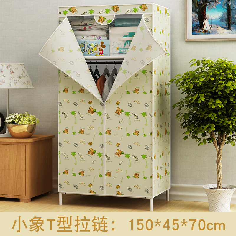 Picture of Ya Ruifan Reinforced Simple Cloth Wardrobe Storage Closet Dustproof Wardrobe Dormitory Steel Frame Reinforced Simple Modern Combination