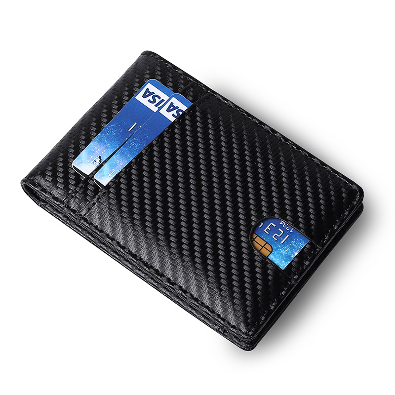 Picture of Amazon Anti-theft RFID Leather Wallet Airtag Apple Location Tracker Wallet Carbon Fiber Gold Clip Men
