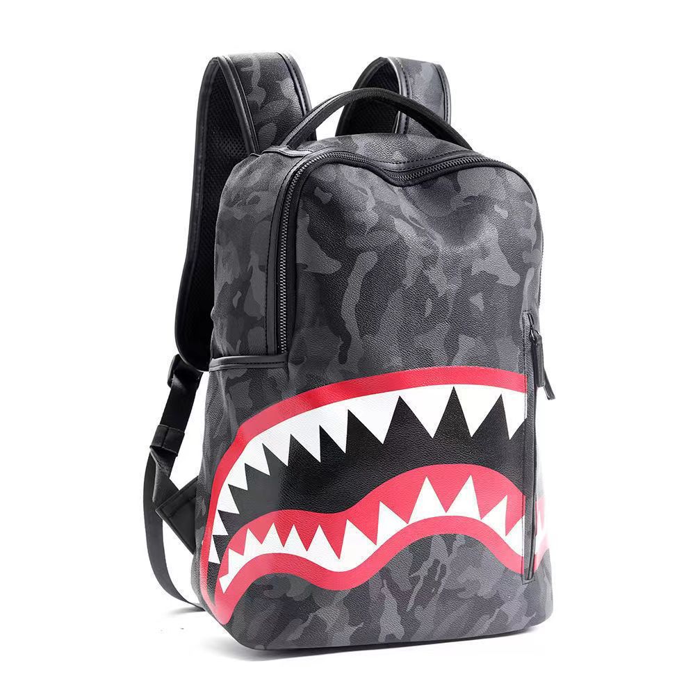 Picture of Cross-border Men's Backpack Travel Bag Fashion Plaid Backpack Student Bag Large Capacity Street Trendy Shark Bag