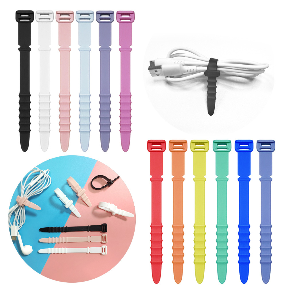 Fishbone Silicone Cable Organizer Data Cable Storage Tie Headphone Cable Winder Strap Cord Organizer