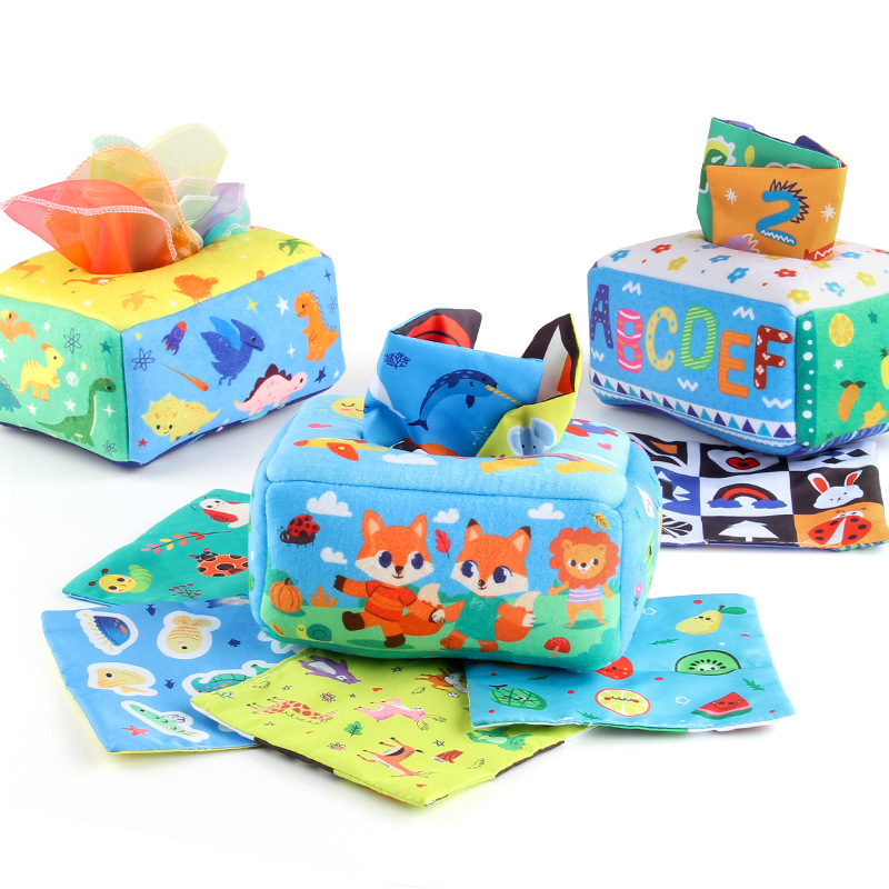 Picture of Amazon 12-piece Baby Cloth Book Tissue Box suit Animal Ocean Cloth Book Early Education Educational Baby Toys