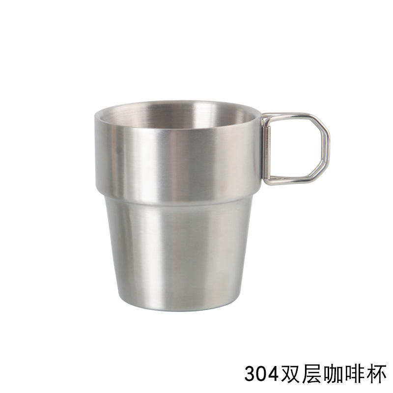 Picture of 304 stainless steel double-layer cold insulation coffee cup engraved logo can be stored outdoor anti-drop set tea cup water Cup