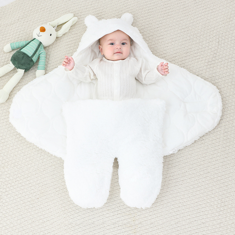 Picture of Baby Sleeping Bag Baby Going Out in Winter Swaddling Newborn Split Swaddling with Velvet Warm Cushion