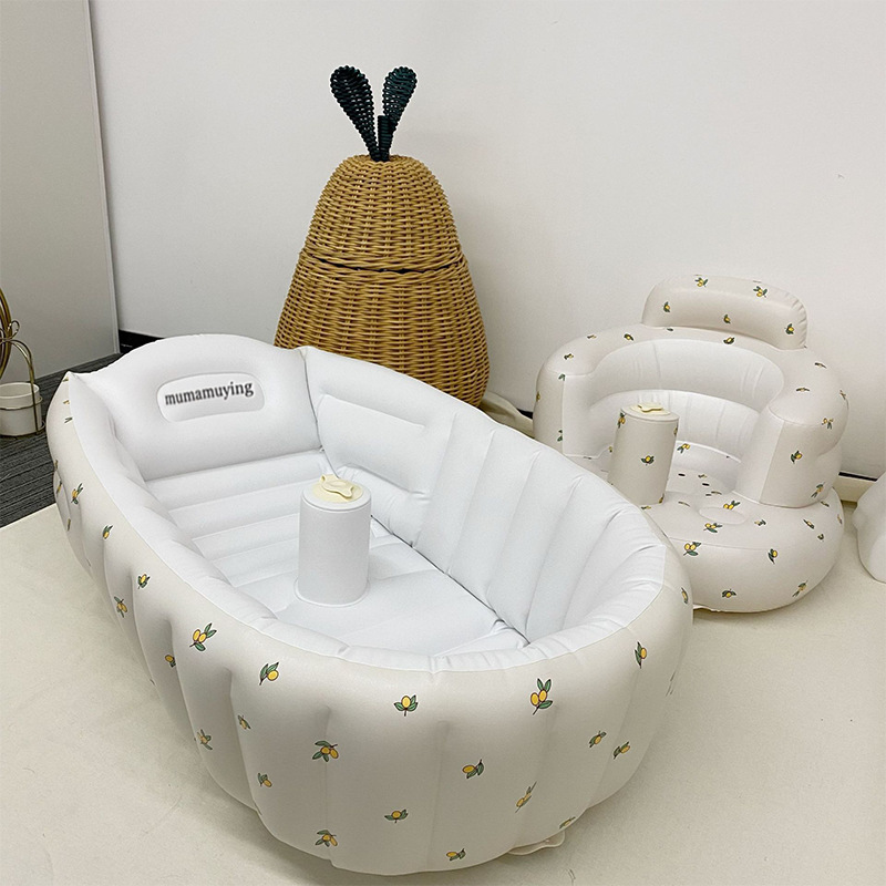 Picture of in stock Ins Nordic Baby Inflatable Bathtub Children's Sitting and Lying Integrated Inflatable Bathtub Multi-functional Bathtub