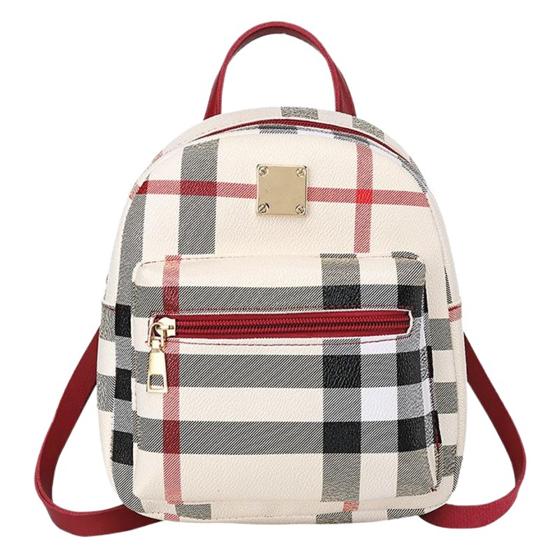 Fashion Multi-functional Casual Plaid Backpack Japanese-Korean Style Student Backpack Shoulder Crossbody Women's Bag Mini Small Schoolbag