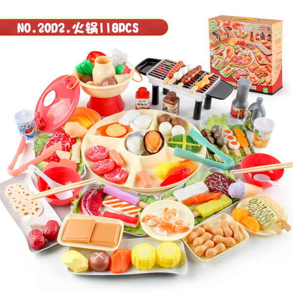 Picture of Children's Play House kitchen toys hot pot skewers barbecue suit small hot pot skewers ingredients kitchenware color box
